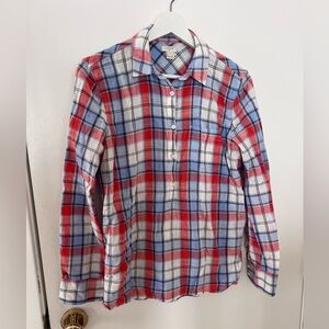 J. Crew Factory Plaid Shirt - Red, Orange, and White
